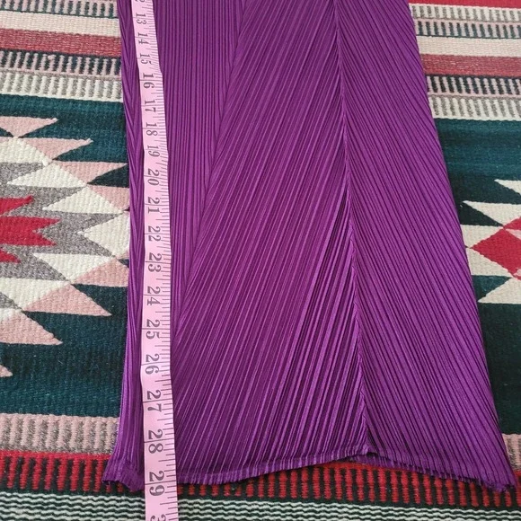 Issey Miyake Pleats Please Purple Pants Size 3 Classic Straight Wide Leg Artsy - Picture 7 of 9